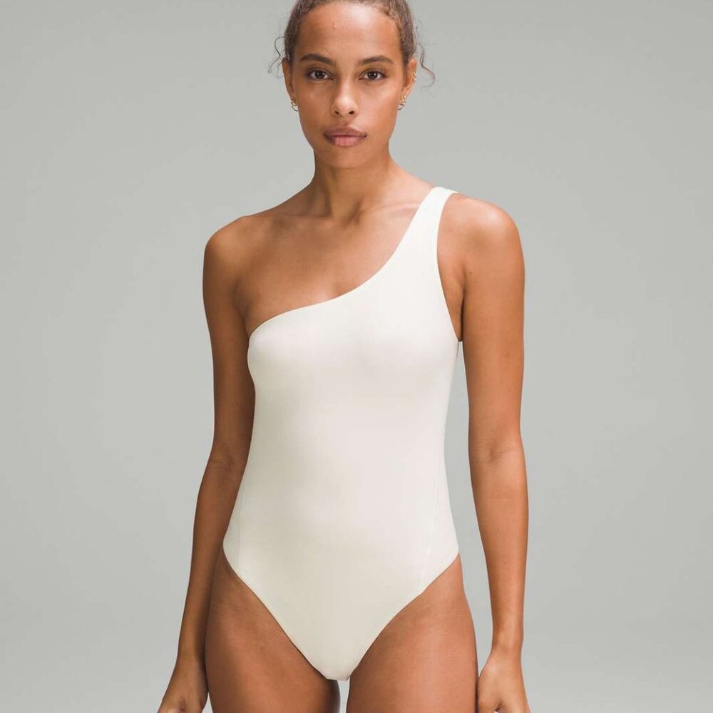 Wundermost Ultra-Soft Nulu Asymmetrical Bodysuit in Bone